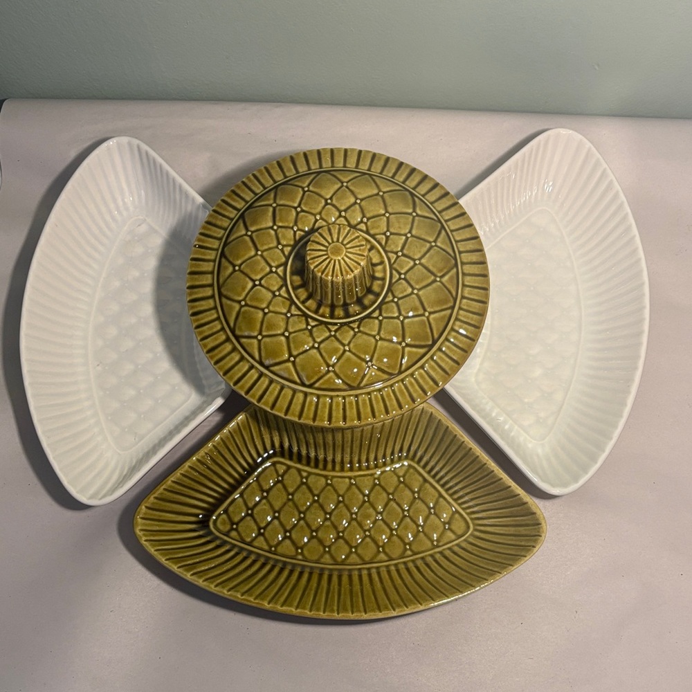 Vintage California Pottery Chip and Dip Serving Set